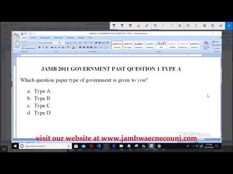 JAMB 2011 GOVERNMENT PAST QUESTION 1 QUESTION PAPER TYPE