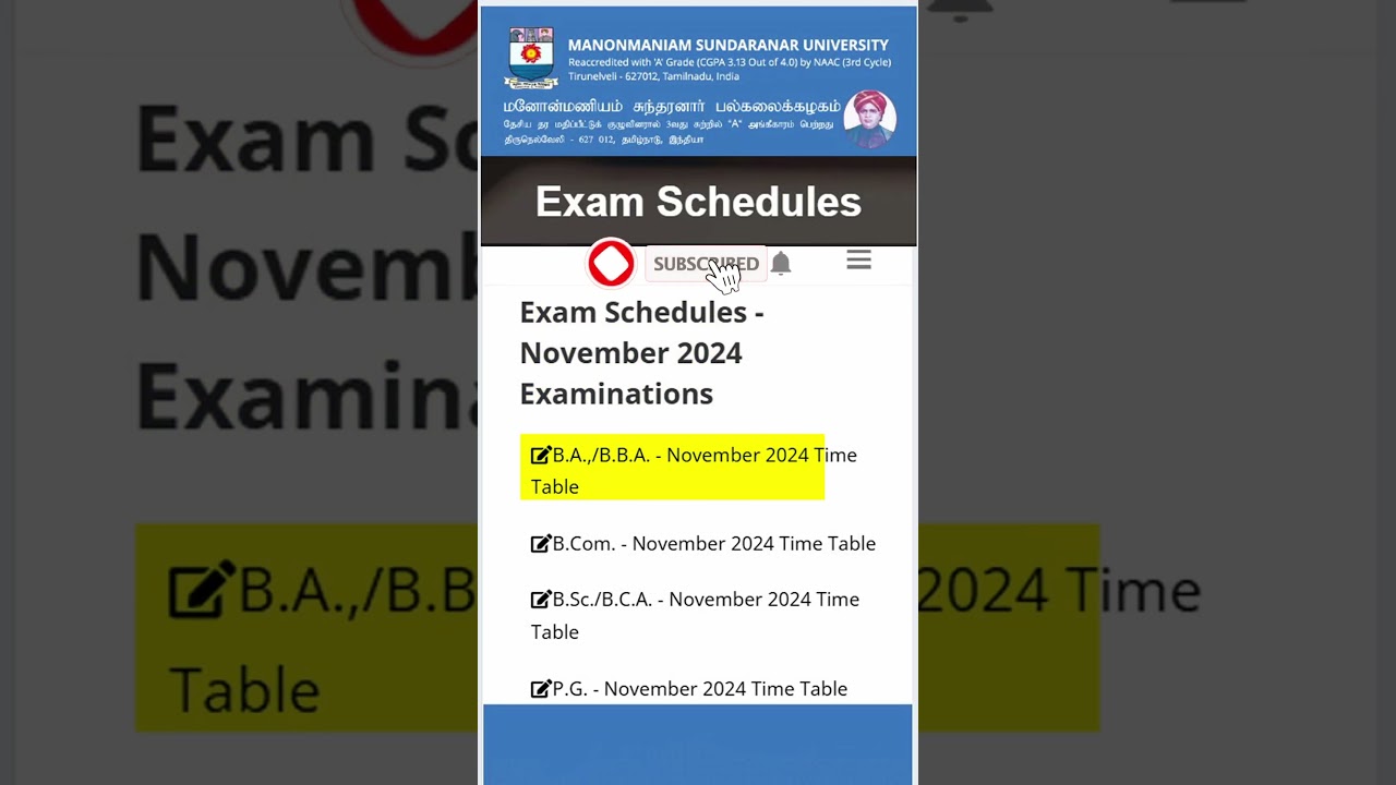 November 2024 Exam Timetable Published | MS University  #msuniversity#trending