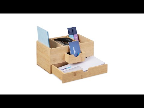 Organiseur de bureau avec tiroirs Marron - Bambou - Bois manufacturé - 24 x 12 x 15 cm