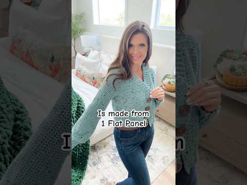 Easy Beginner-Friendly Fall Cardigan crocheted in 1 Flat panel! #crochetcardigan #crochettutorial