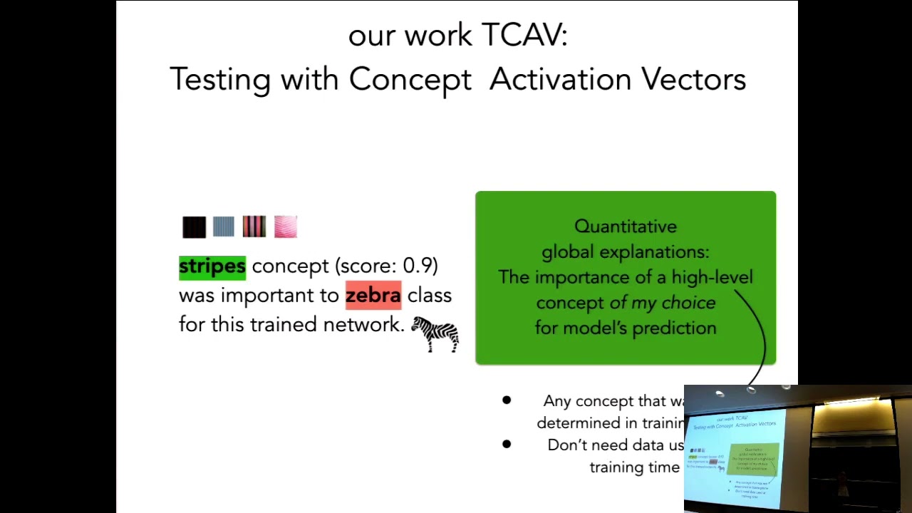 Quantitative Testing with Concept Activation Vectors (TCAV) -- Been Kim (Google) - 2018