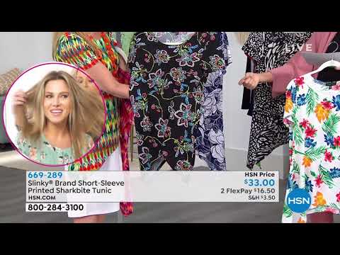 Slinky Brand ShortSleeve Printed Sharkbite Tunic