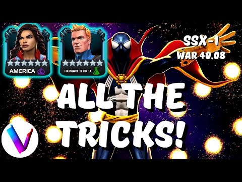 Unblockable America Chavez… on attack vs a R5 Mini Boss in T1 War - SSx-1 MCoC 6 Star Torch & Wags