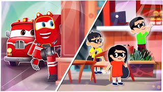 Supercar Rikki and The Fire Truck Catches the City Thief! Kids Car Cartoon🚘