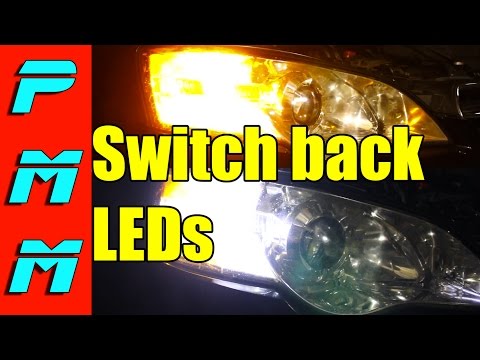 Switchback LED Front Turn Signal Marker Bulbs vs OEM Incandescent Bulbs Partsam Subaru Legacy WRX