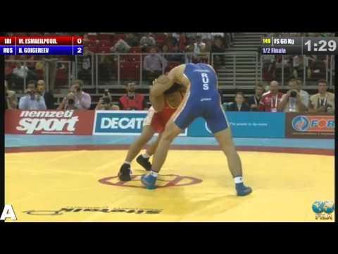 Masoud Esmailpour (IRI) vs B.Goygereev (RUS) 60kg 1/2 Final - 2013 World Wrestling Championships