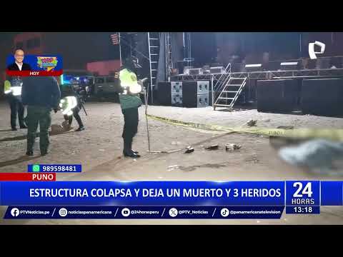 Puno: Un muerto y 3 heridos tras caer torre de parlantes en fiesta