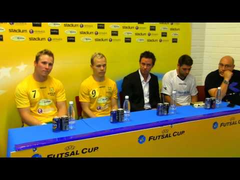 Press conference Ilves FS-JB Gentofte UEFA Futsal Cup Tampere Finland 28.8.2013