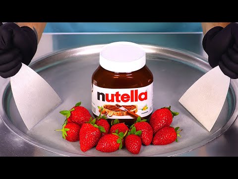 Nutella & Strawberries — Ice Cream Rolls | Satisfying Visual ASMR