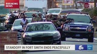 Standoff with Fort Smith bank robbery suspect ends peacefully