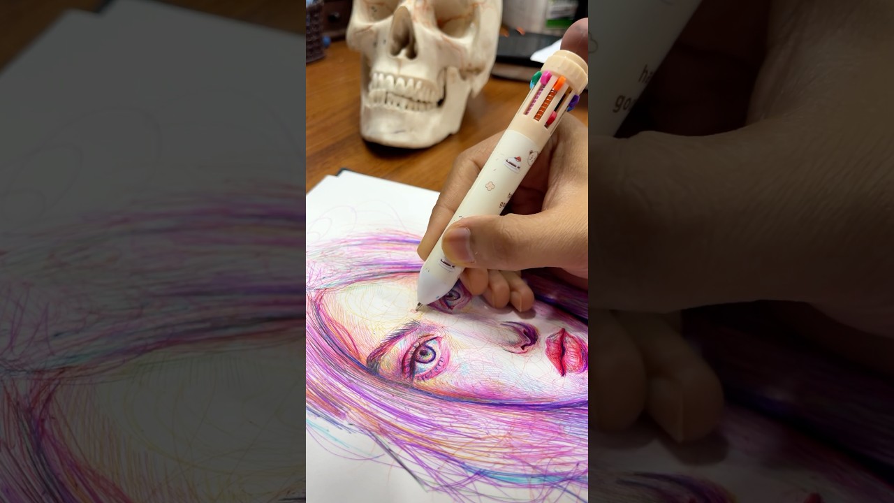 Scribble Art with Ballpen 💖 #artshorts  #artvideos