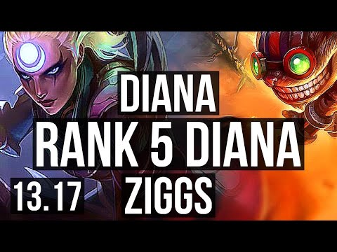 DIANA vs ZIGGS (MID) | Rank 5 Diana, 5/0/3 | TR Challenger | 13.17