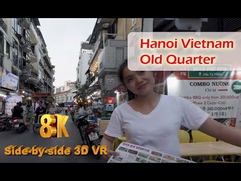 【180° VR】Vietnam Hanoi Old Quarter Walking Tour 2025 | Beer Street, Street Food, Nightlife in 3D 8K
