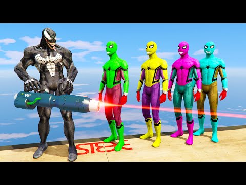 GTA 5 Epic Spider-Man Saves Team Spiderman From Venom Jumps/Funny moments/Ragdolls 4
