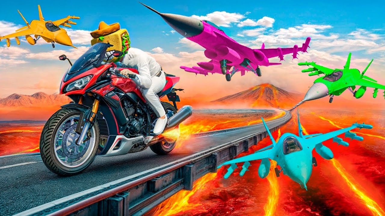 1 MOTO vs 200 AVIONES DE COMBATE!! INCREIBLE! - GTA 5 ONLINE