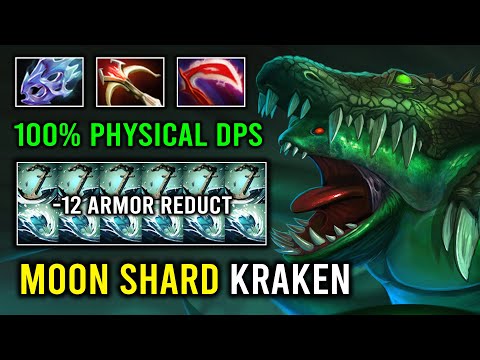 100% Physical Kraken Moon Shard 1v5 Tidehunter with 12 Armor Reduct Anchor Smash Dota 2