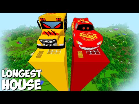 I found Longest HOUSE Lightning MCQUEEN EXE and SCARY SCHOOL BUS EXE IN MINECRAFT FUNNY
