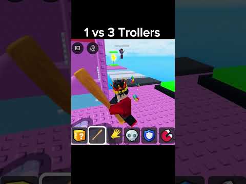 1 vs 3 Trollers in Roblox lucky block tower #roblox #obby
