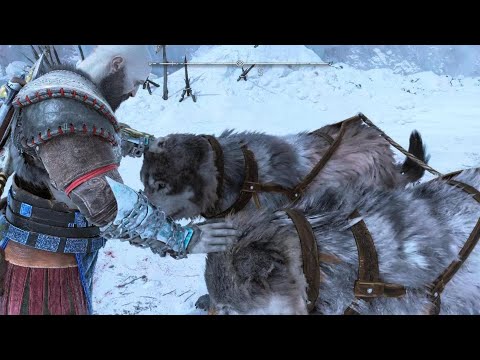 Kratos Comforts His Wolves God of War Ragnarök