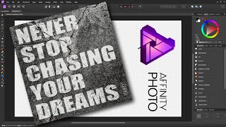 An inspirational quote on concrete with Affinity Photo