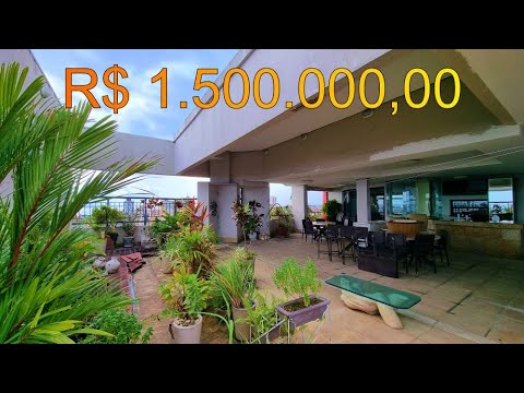 Walderez Simões, Cobertura Duplex semimobiliada com 4 suítes, 500m², 6 vagas, vista 360º da cidade