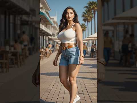 🔥 Crop Top & Denim Shorts Vibe 💙 #fashionshorts #style #curvy #beautifulwomen #denimshorts #croptop