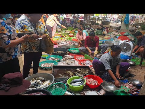 Psar Chong Prek Morning Market Scenes, Prek Aeng Street Food Tour, Amazing Local Market Scenes