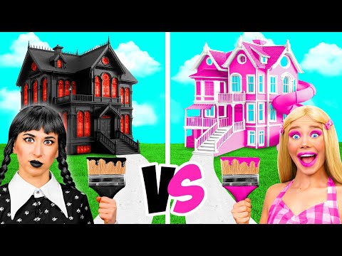 Wednesday vs Barbie One Colored House Challenge by BaRaDa