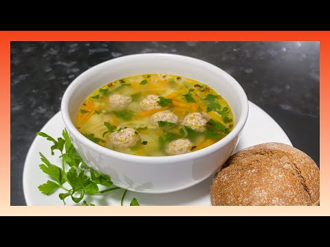 Russian Meatball Soup. The Recipe of Delicious Soup with Meatballs and Pasta