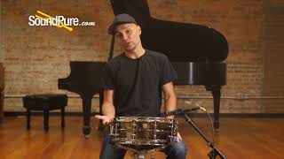 Video thumbnail for Ludwig 5x14 Hammered Black Beauty Snare Drum Tube Lugs Quick n' Dirty by soundpurestudios