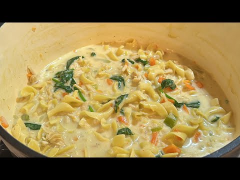 Homemade Creamy Chicken Noodle Soup | ASMR| Learning how to cook 2025!