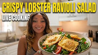 ‼️Crispy Lobster Ravioli Salad 🤤 #quickrecipe #quickmeals