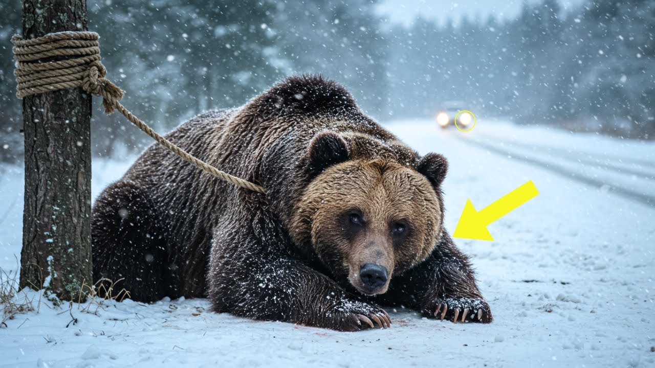 Woman Found a Freezing Grizzly Bear Tied to a Tree — Then She Did Something Shocking!