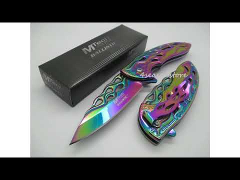 Must See Review! MC Ballistic All Rainbow Fantasy Dragon Titanium Folding Hunting Tactical Design..