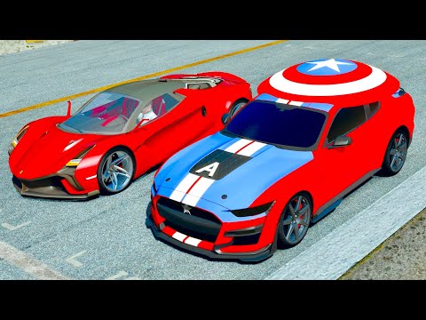 Ferrari Stallone vs Captain America Ford Mustang Shelby 500 - Drag Race 20 KM