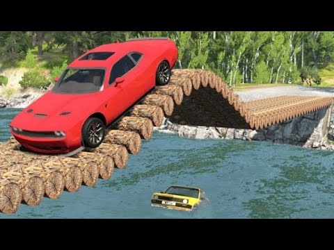 Cars Vs High Speed Bump On Log Bridge #2 - beamng.drive  ||  BeamNG.drive  ||  BeamNG Driving  ||