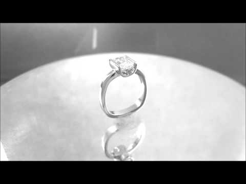 18K WHITE GOLD EMERALD DIAMOND ENGAGEMENT RING SEMI TENSION SET 1.50CT - KNR INC - 398