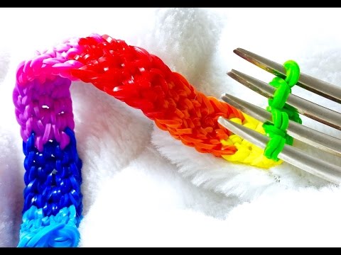 Rainbow Loom-Pulseira De Elásticos com o garfo-Loom Bands Bracelet