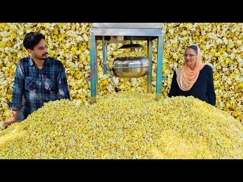 100Kg POPCORN MAKING | Butter Popcorn Recipe | Home made easy popcorn snack recipe