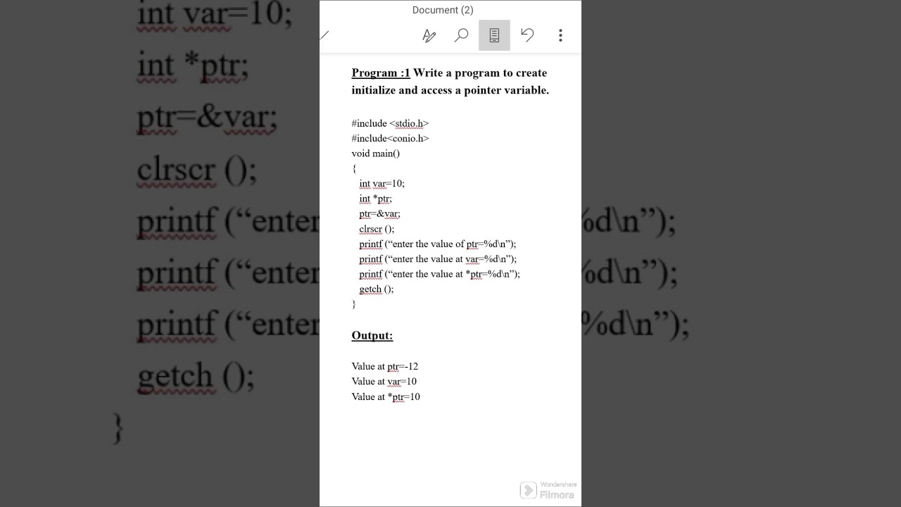 BCA -2nd sem write a program to create initialize and access a pointer variable #bca #dharwad