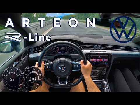 VW Arteon R-Line 2.0 TSI DSG 190HP TOP SPEED POV Test Drive, 100-200 Acceleration on Autobahn 🏎️