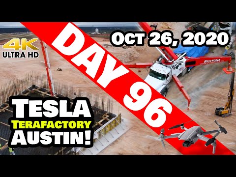 Tesla Gigafactory Austin 4K  Day 96 - 10/26/20 - Terafactory Texas - Pouring Stamping Machine Pad!