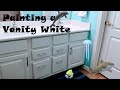HOW TO PAINT A BATHROOM VANITY CABINET -WHITE-  EASY TUTORIAL  STEP BY STEP