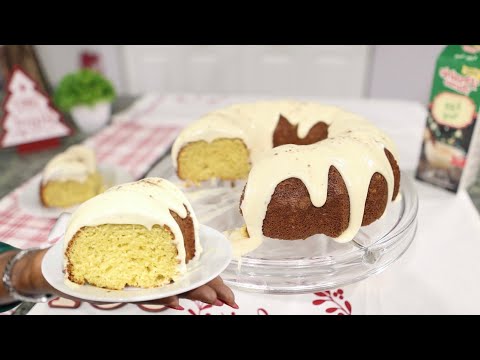Easy Eggnog Cake Recipe | with Butter Cream Cheese Eggnog Glaze | #christmasdesserts