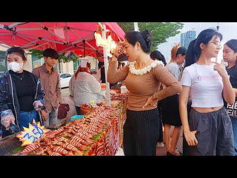 Cambodia Street Food Tour at Riverside Phnom Penh - Delicious Seafood, Youtiao, Meatball, & More