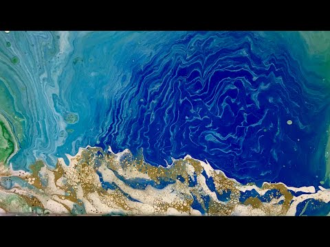 BLUE WAVE RING POUR HAIR DRYER TECHNIQUE Acrylic Paint Pouring