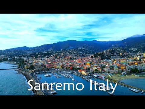 Flying Over Sanremo Musical Capital of Italy 4K - Fly Nature Relaxing Music Beautiful Mediterranean