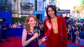 Laura Harrier Chats About High School at the Spider-Man: Homecoming Red Carpet World Premiere