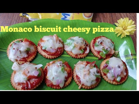 monaco biscuit cheezy pizza |monaco pizza biscuit without oven | Cheesy Monaco Pizza bites,