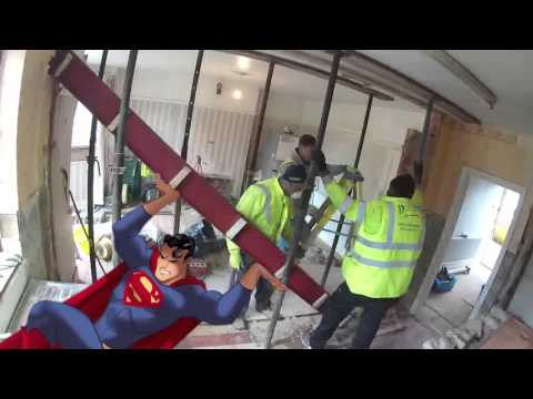 how to remove internal load bearing wall with steel beam RSJ installation | London